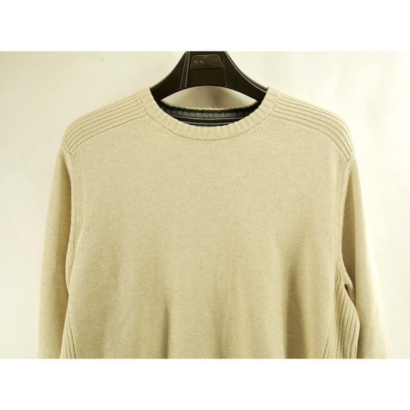 Eddie Bauer Sweater Mens TL Large Beige Knit Crewneck 90s - Picture 2 of 7